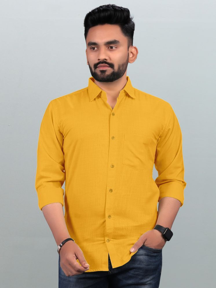     			BOUGHT FIRST Cotton Blend Regular Fit Full Sleeves Men's Formal Shirt - Mustard ( Pack of 1 )