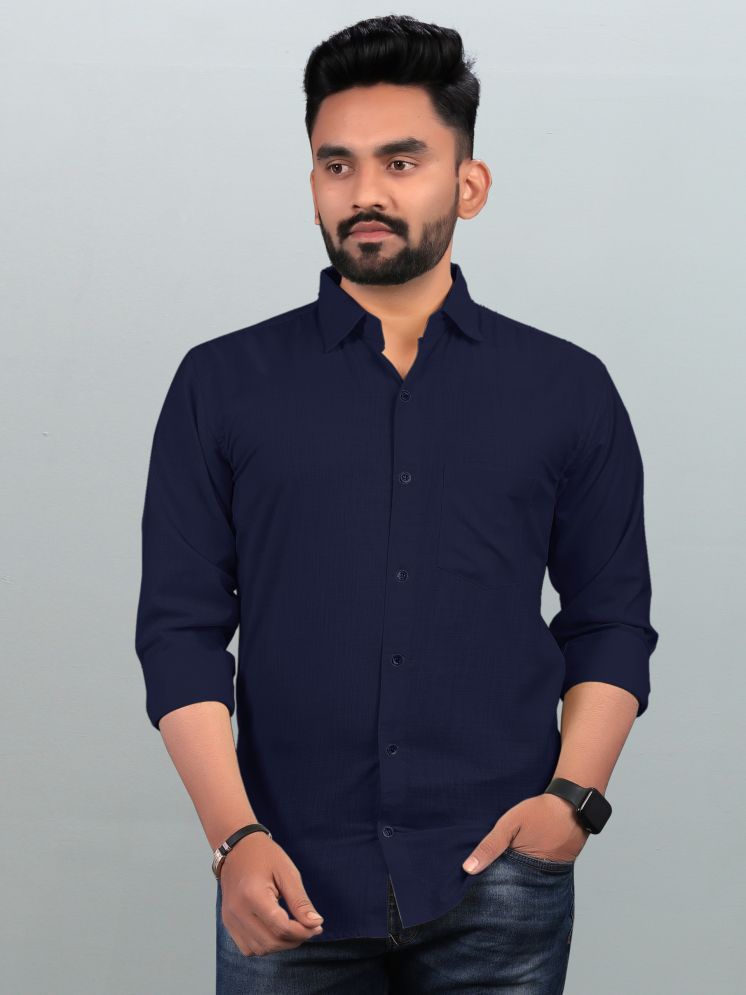     			BOUGHT FIRST Cotton Blend Regular Fit Full Sleeves Men's Formal Shirt - Navy ( Pack of 1 )