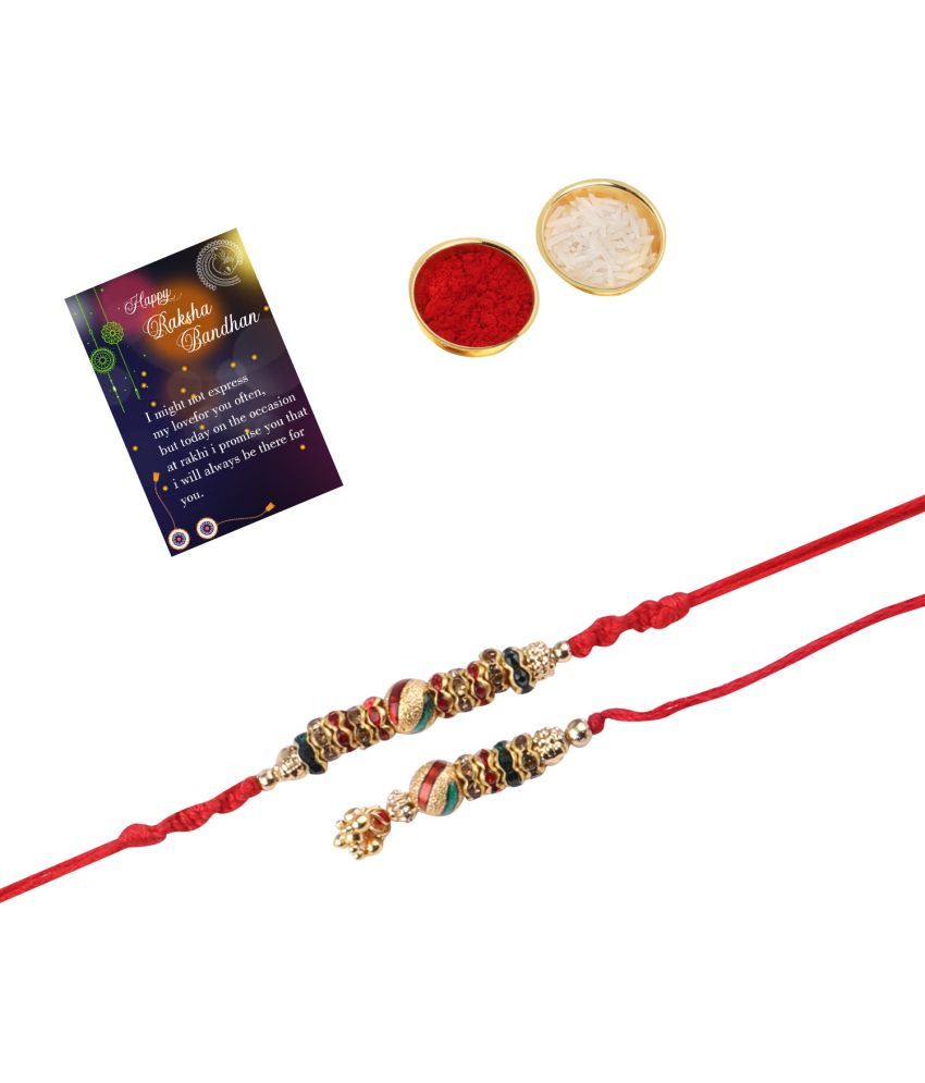     			Designer Classic look Hanging Bhabhi Rakhi With Roli Chawal And 1 Greeting Card