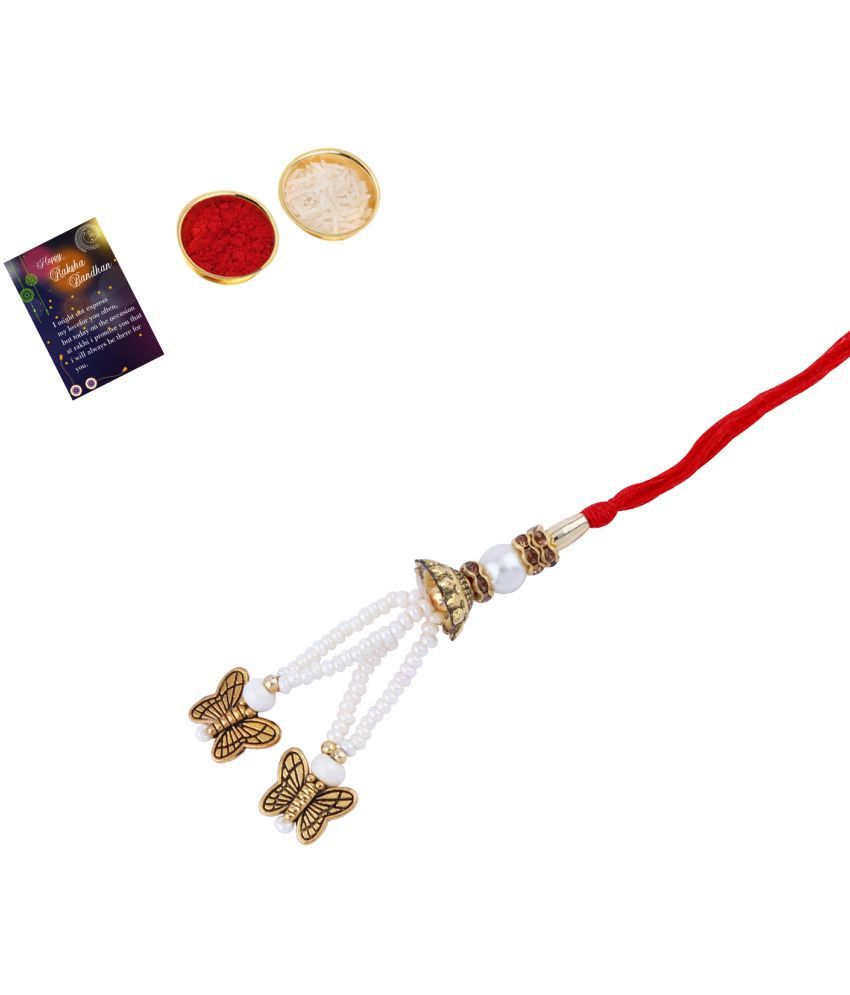     			Elegant  Designe 'ButterFly' Hanging Bhabhi Rakhi With Roli Chawal And Greeting card