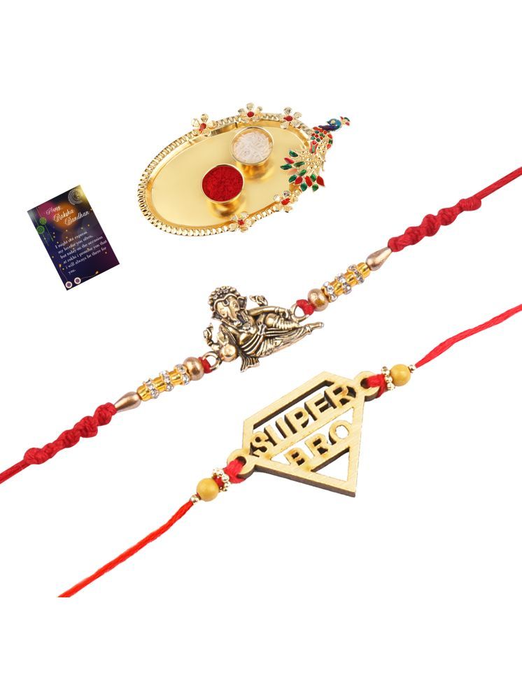     			Fashion Charm Bhaiya Rakhi " SUPER HERO" Designer Pendent With Designer Look "GANESH JI"Rakhi Combo For Bhaiya With Roli Chawal And Greeting Card 1 Kankawati Pooja Thali