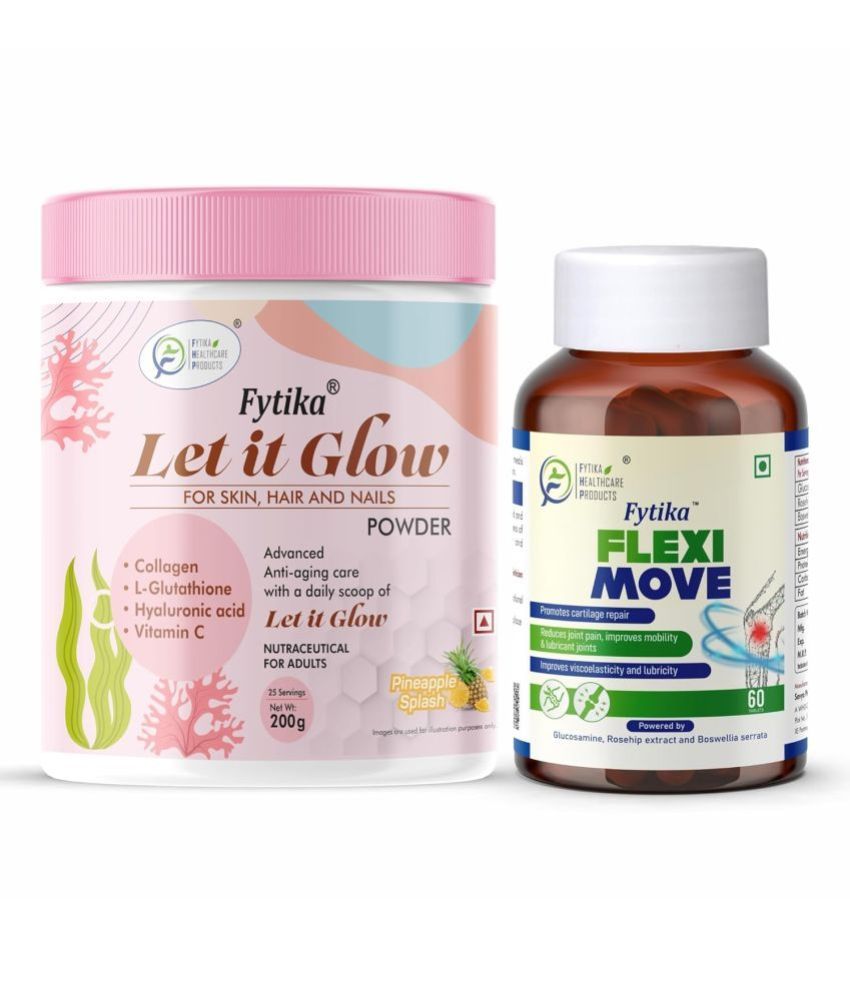     			Fytika Let it Glow Pineapple, Collagen Powder-200G + Fytika Flexi Move| Glucosamine, Rosehip Powder extract-60 Tabs