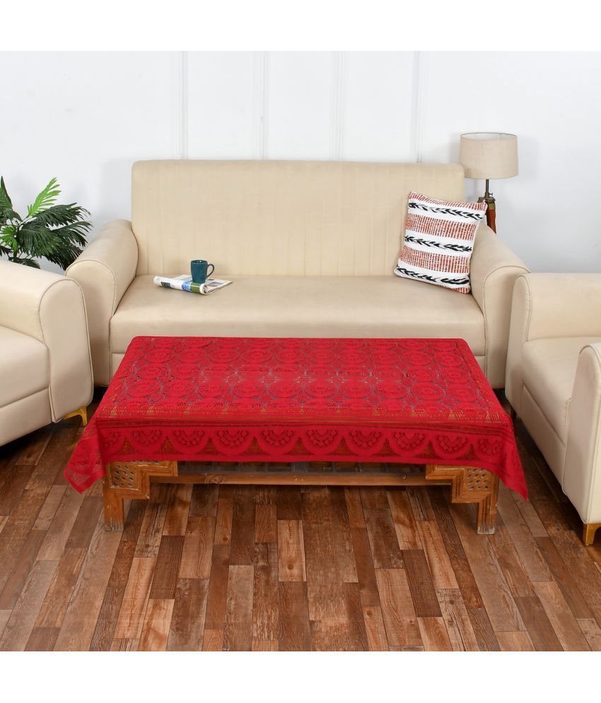     			GoCose Home Printed Cotton 4 Seater Rectangle Table Cover ( 101 x 152 ) cm Pack of 1 Red