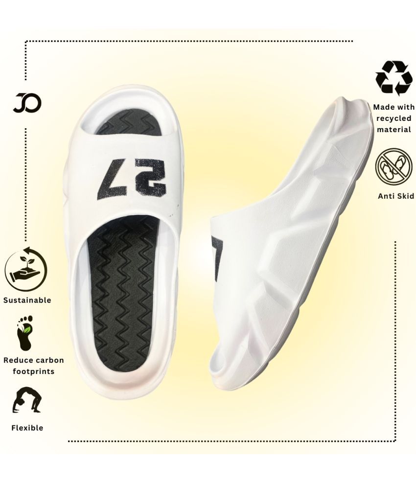     			Jootiyapa White Men's Slide Flip Flop