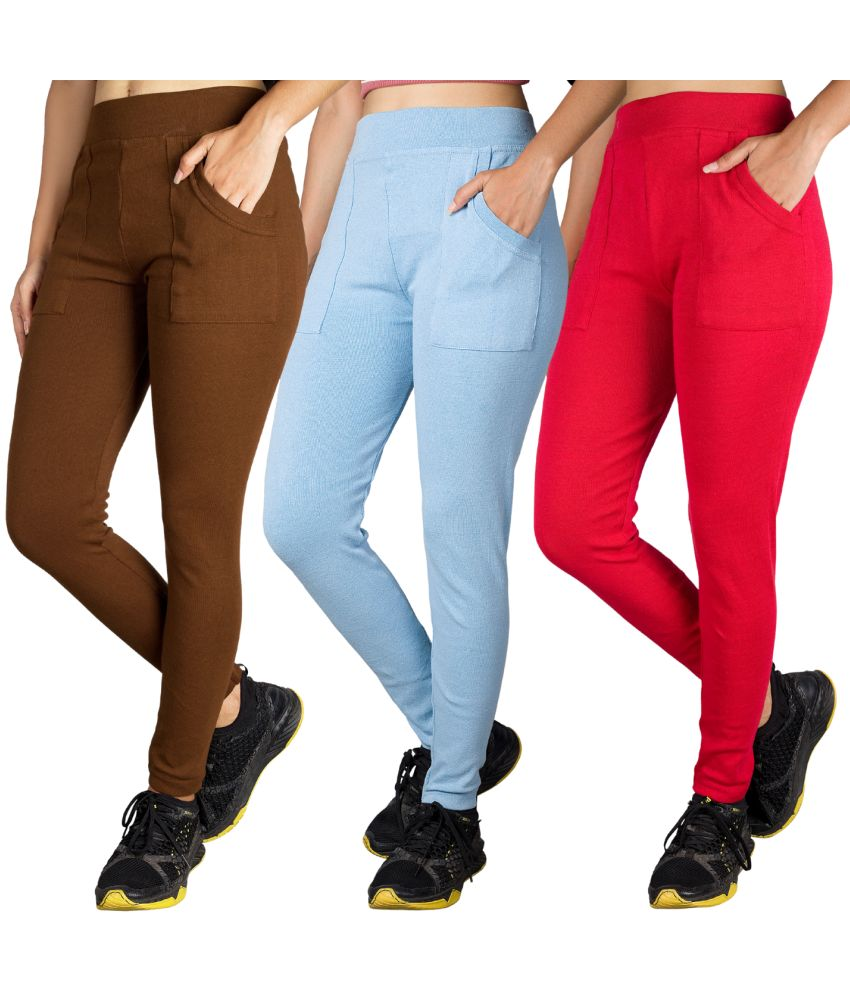     			KARARO JEGGINGS - Cotton Blend Skinny Fit Light Blue Women's Jeggings ( Pack of 3 )