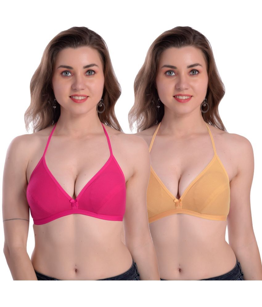     			Madam Gold,Pink Lace Non Padded Women's Everyday Bra ( Pack of 2 )