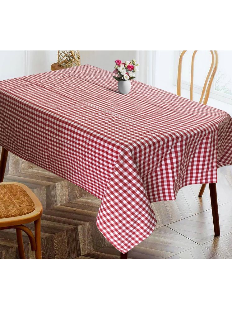     			Oasis Hometex Checks Cotton 4 Seater Rectangle Table Cover ( 152 x 137 ) cm Pack of 1 Red