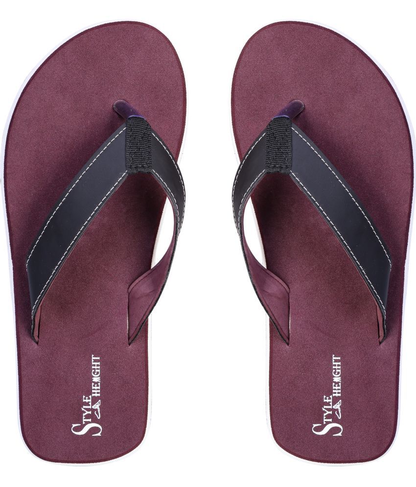     			STLYE HEIGHT Maroon Men's Thong Flip Flop