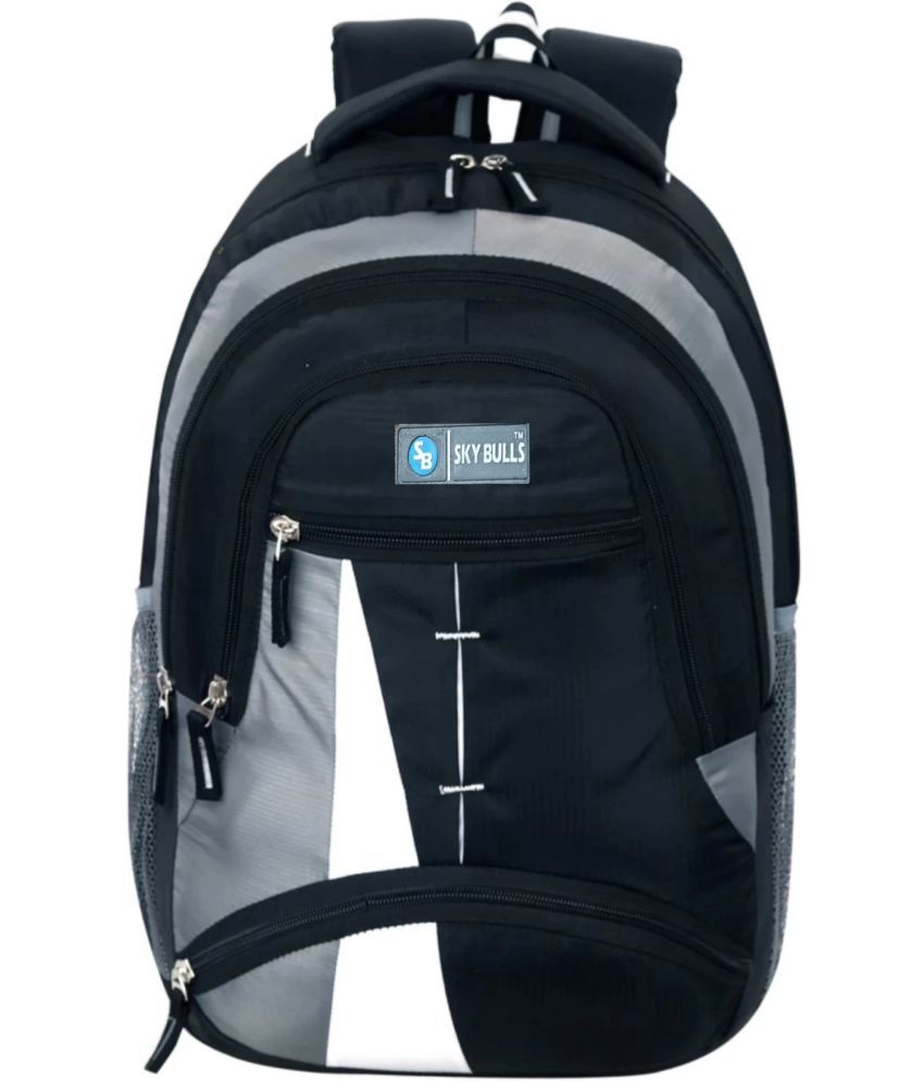     			Sky Bulls Black Polyester Backpack ( 35 Ltrs )