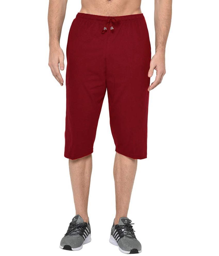     			Stylcozy Maroon Cotton Blend Men's Three-Fourths ( Pack of 1 )