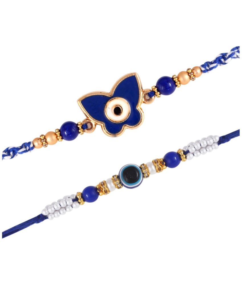     			Vighnaharta Buterfy evil eye combo Gold and Rhodium Plated Alloy  Rakhi for Lovely Brother[VFJ1168-1212RKG]