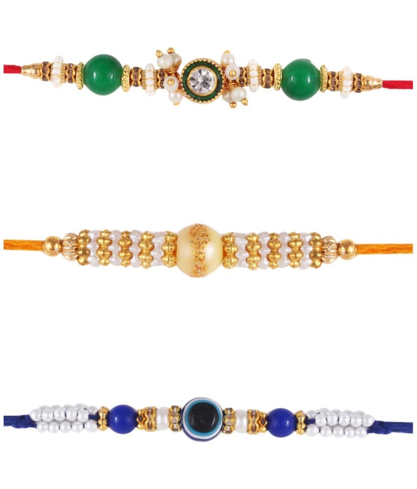     			Vighnaharta  Fancy Pearls evil eye rakhi combo Gold and Rhodium Plated Alloy Kids Rakhi and Lovely Brother pack of 3[VFJ1206-1214-1212RKG]