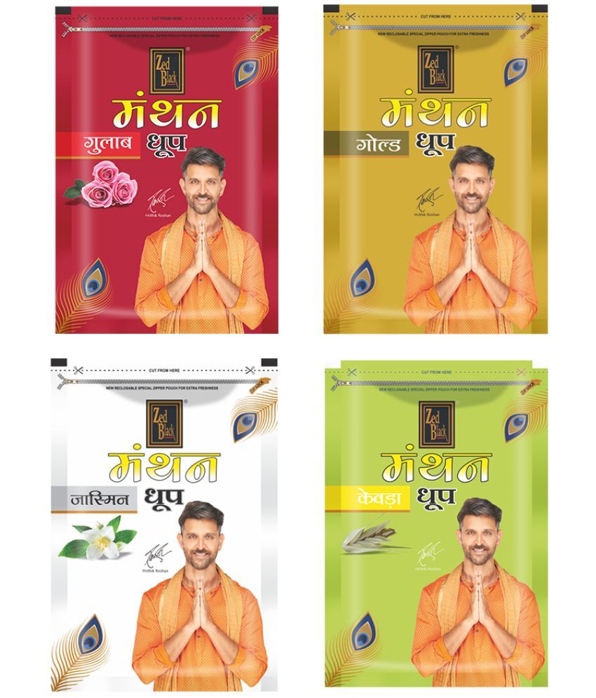     			Zed Black Manthan Dhoopn Gulab,Gold, Jasmine,Kevada (Pack of 4)