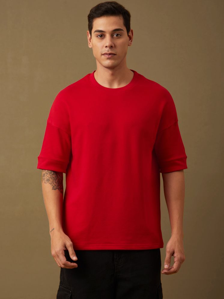     			Dillinger 100% Cotton Oversized Fit Solid Half Sleeves Men's Round T-Shirt - Red ( Pack of 1 )