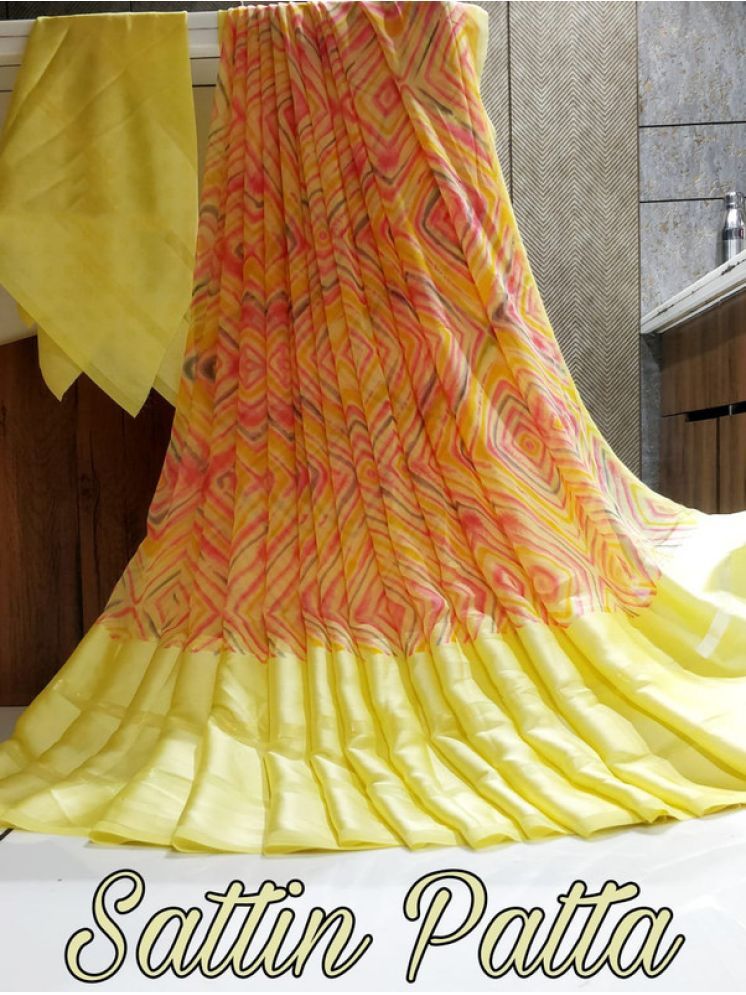     			Sanjana Silk Georgette Printed Saree With Blouse Piece - Yellow ( Pack of 1 )