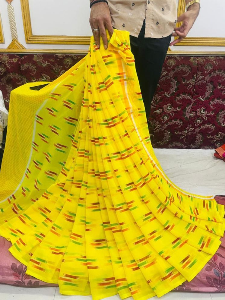     			Sanjana Silks Georgette Printed Saree With Blouse Piece - Yellow ( Pack of 1 )