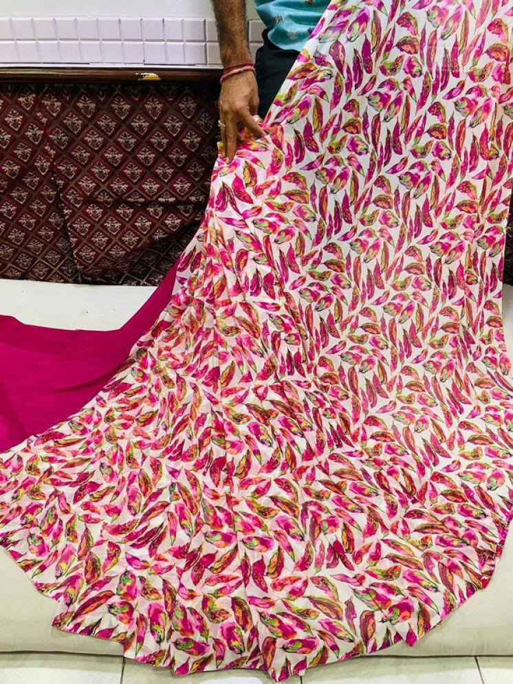     			Sanwariya Silks Georgette Printed Saree With Blouse Piece - Pink ( Pack of 1 )