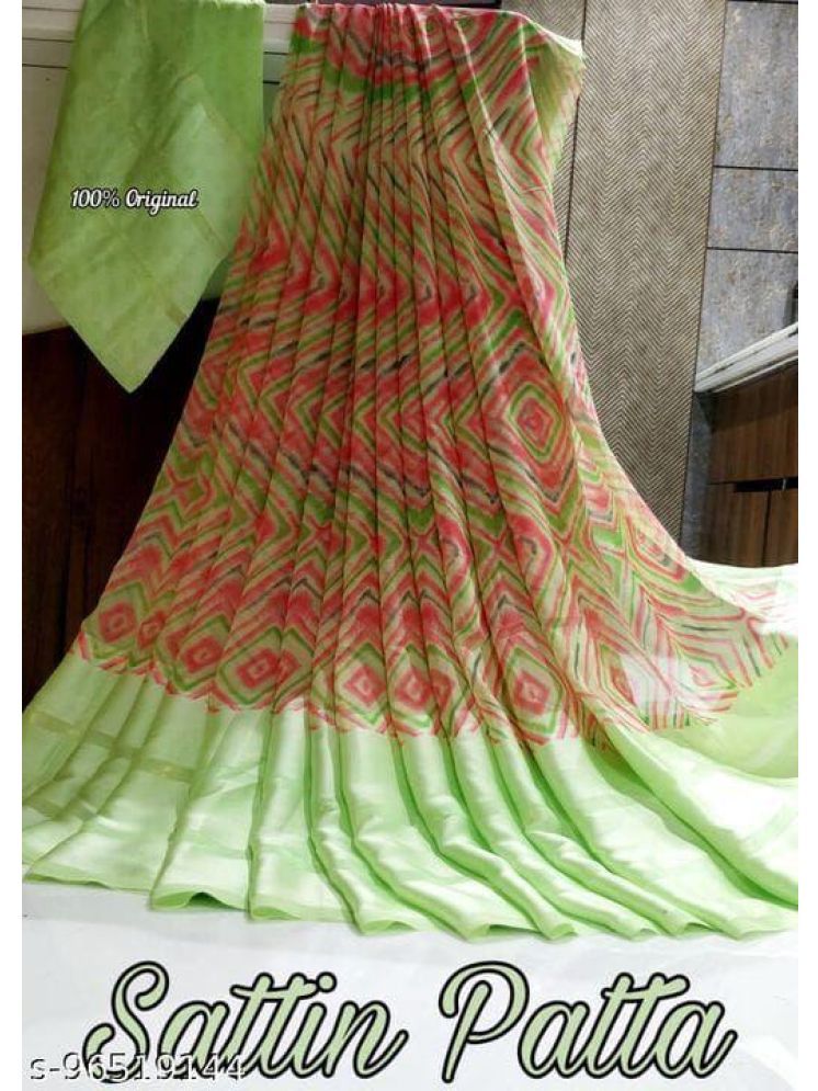     			Sanwariya Silks Georgette Printed Saree With Blouse Piece - Green ( Pack of 1 )