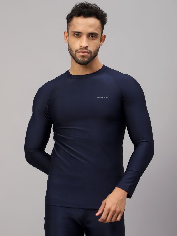     			Vector X Navy Polyester Slim Fit Men's Compression T-Shirt ( Pack of 1 )