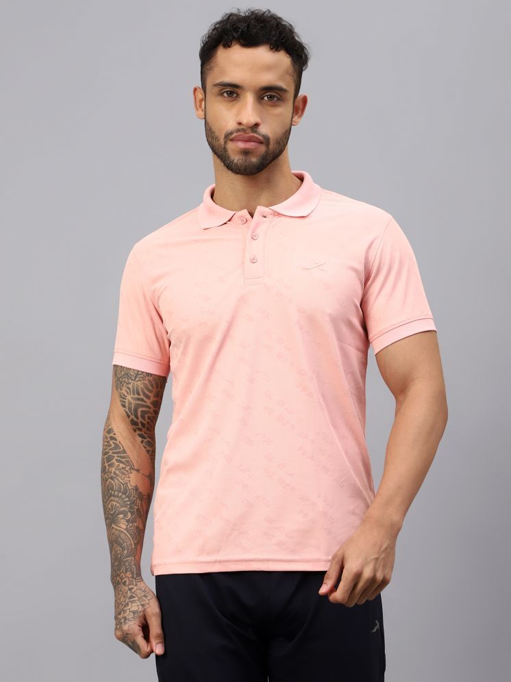     			Vector X Peach Polyester Regular Fit Men's Sports Polo T-Shirt ( Pack of 1 )