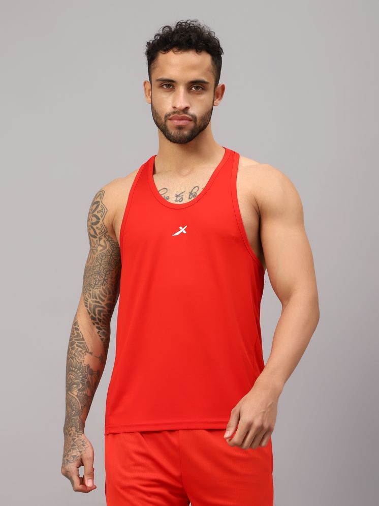     			Vector X Red Polyester Regular Fit Men's Tanks ( Pack of 1 )