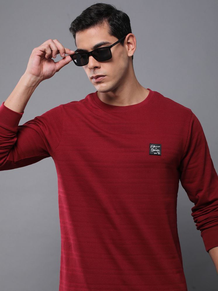     			Difference of Opinion 100% Cotton Regular Fit Solid Full Sleeves Men's Round T-Shirt - Maroon ( Pack of 1 )