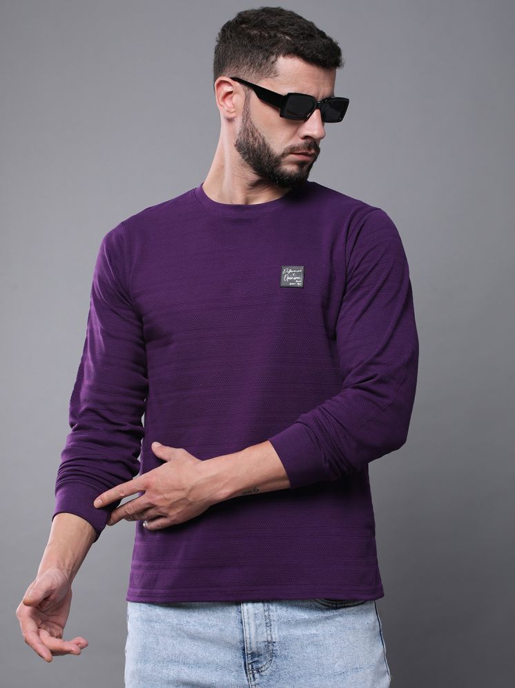     			Difference of Opinion 100% Cotton Regular Fit Solid Full Sleeves Men's Round T-Shirt - Purple ( Pack of 1 )