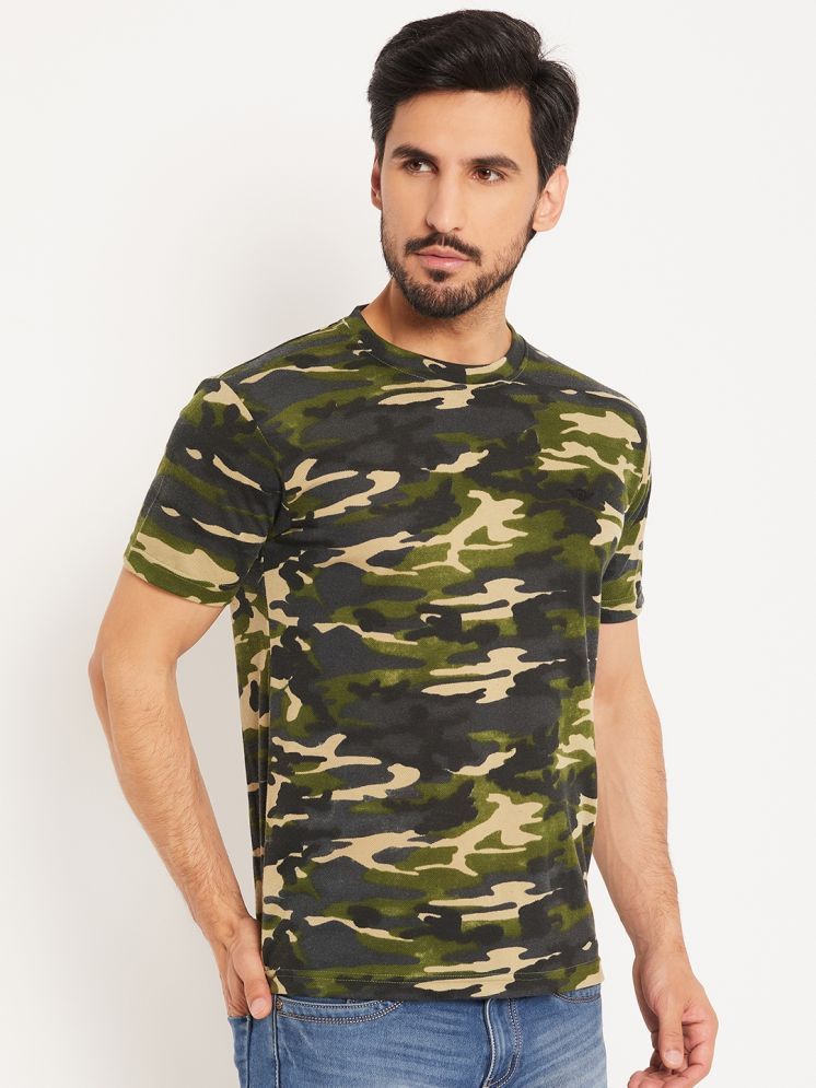     			GET GOLF Cotton Blend Regular Fit Printed Half Sleeves Men's Round T-Shirt - Olive ( Pack of 1 )