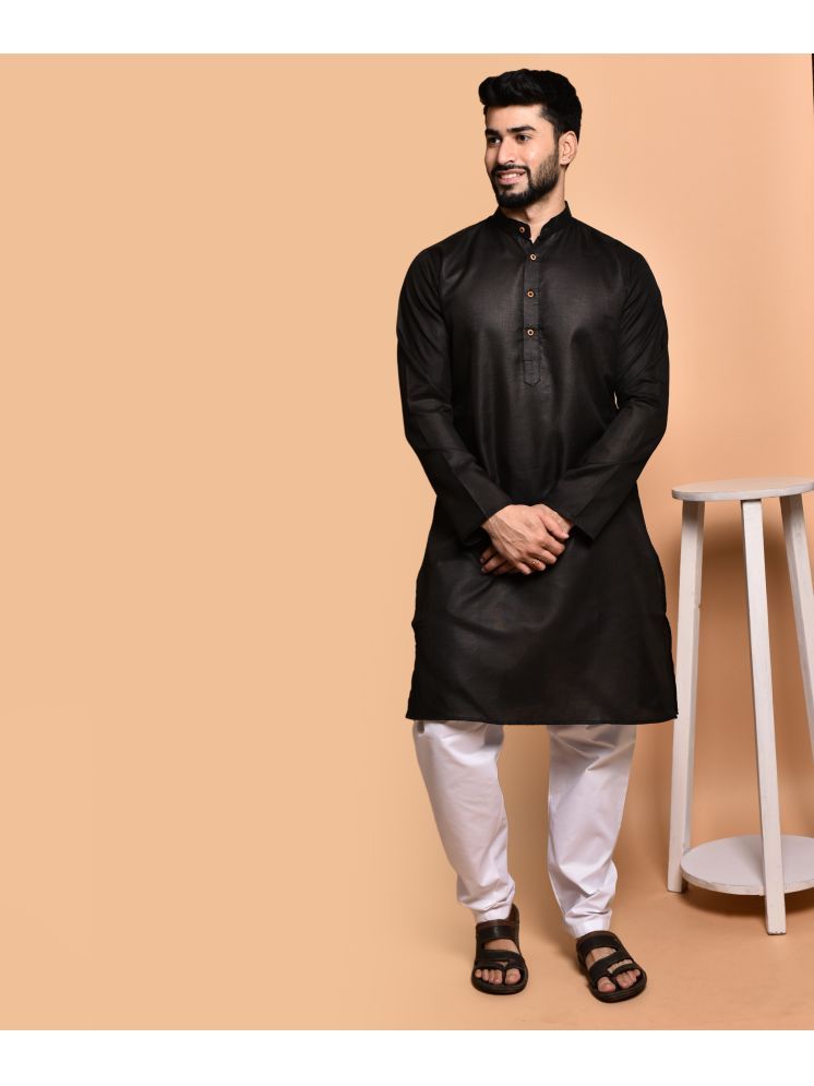     			PRINTCULTR Black Cotton Regular Fit Men's Kurta Pyjama Set ( Pack of 1 )