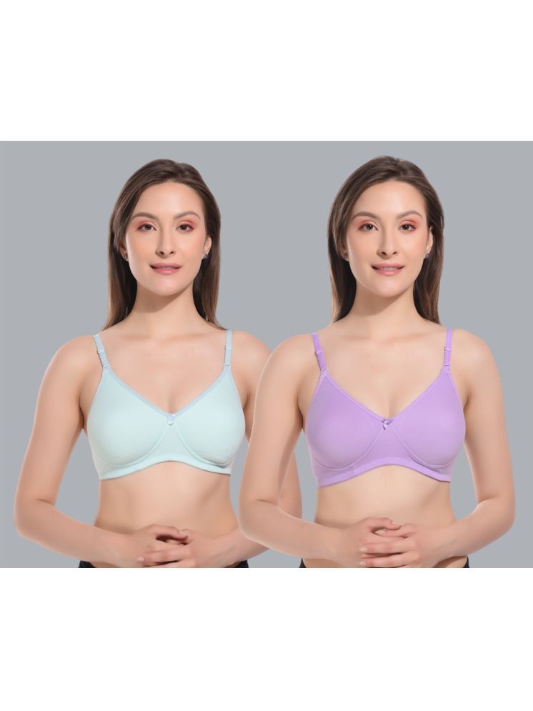     			Pack of 2 Viral Girl Cotton Lightly Padded Women's T-Shirt Bra ( Purple ) VM-SPACER-CGREEN-PURPLE