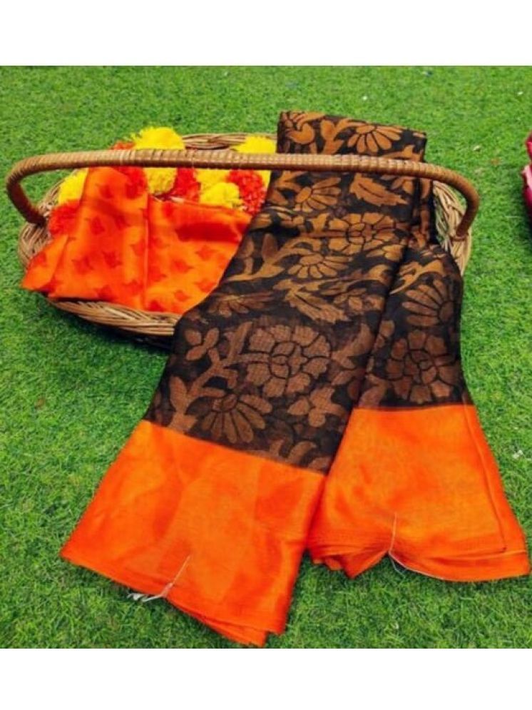     			Sanjana Silk Brasso Printed Saree With Blouse Piece - Orange ( Pack of 1 )