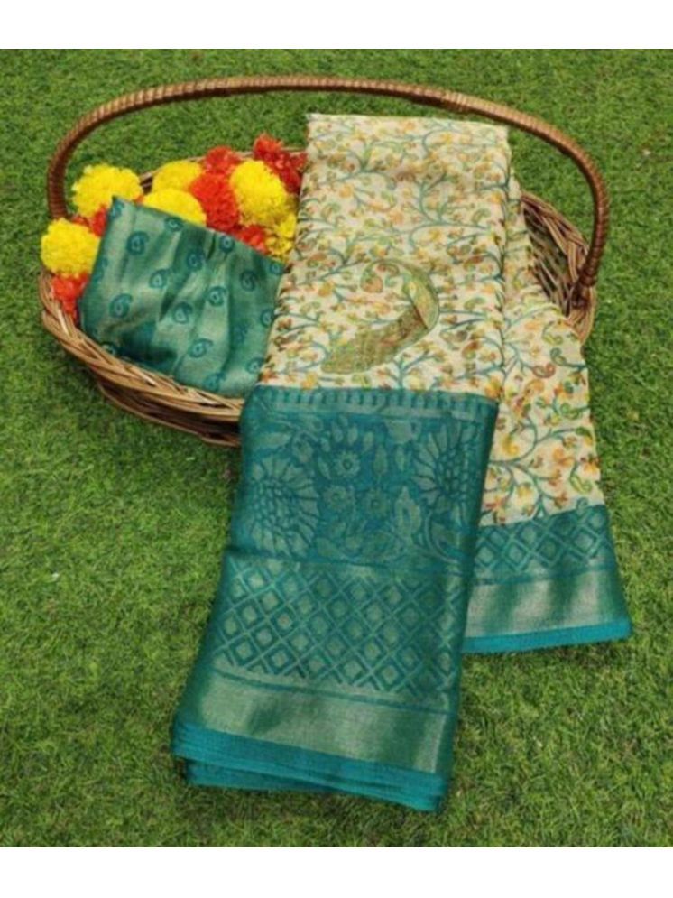     			Sanjana Silk Brasso Printed Saree With Blouse Piece - SkyBlue ( Pack of 1 )