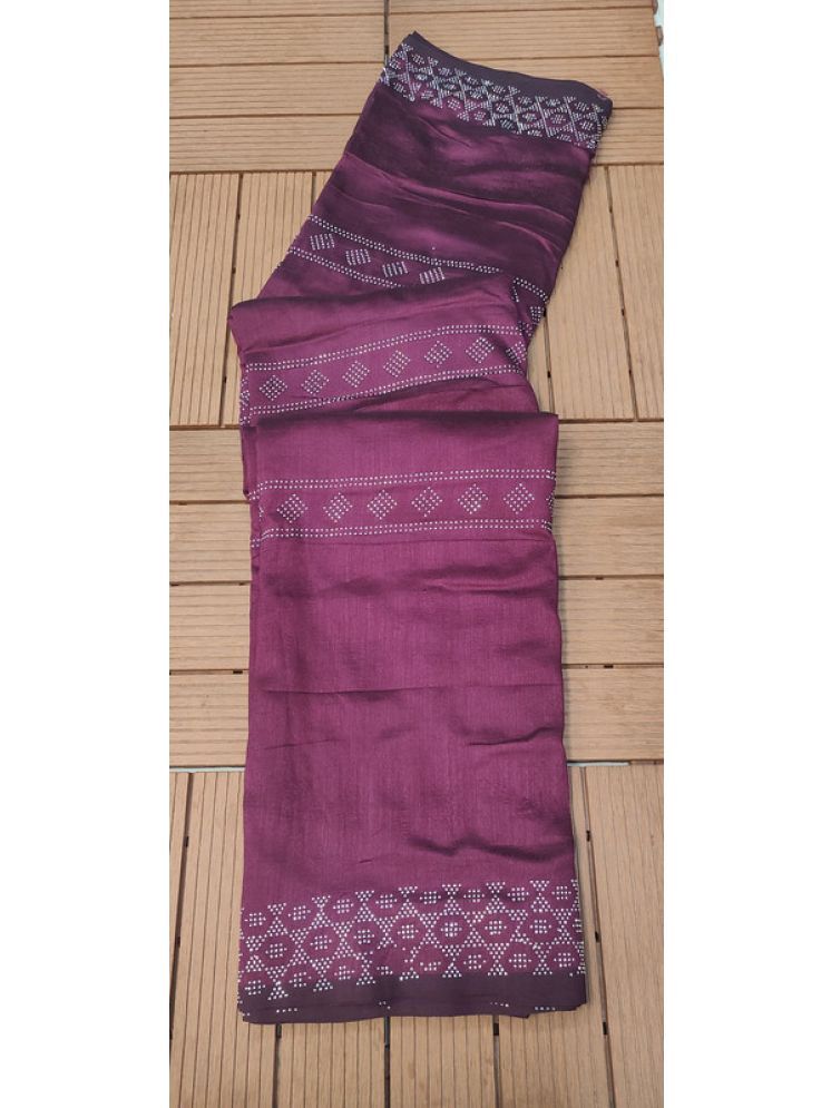     			Sitanjali Art Silk Printed Saree With Blouse Piece - Wine ( Pack of 1 )