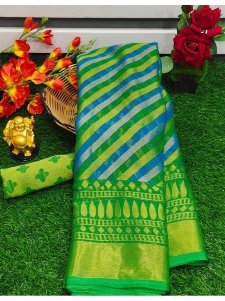     			Sitanjali Lifestyle Brasso Printed Saree With Blouse Piece - Green ( Pack of 1 )