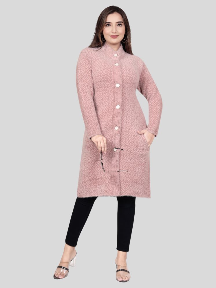     			WOOL'S KART Woollen Chinese/Mandarin Collar Women's Buttoned Cardigans - Pink ( )