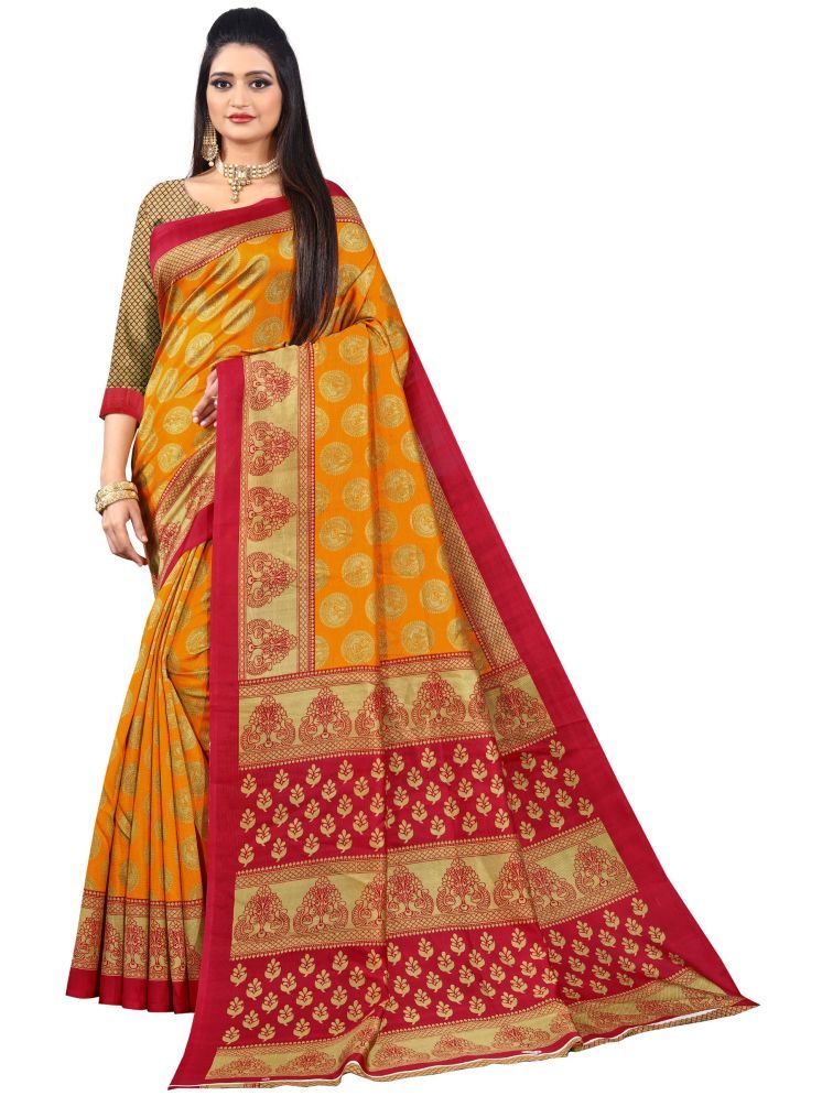     			INDIAN SILKS Art Silk Applique Saree Without Blouse Piece - Multicolor2 ( Pack of 1 )