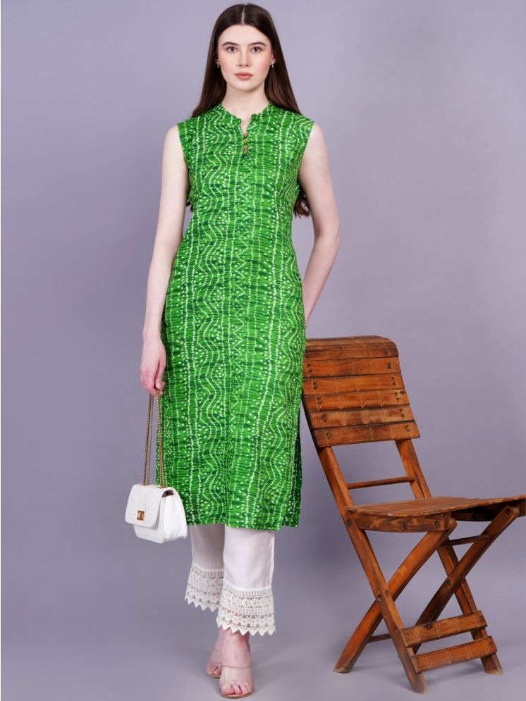     			JC4U Cotton Printed Straight Women's Kurti - Green ( Pack of 1 )