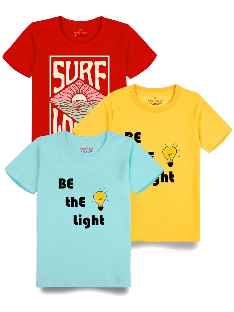     			KIDDY VIDDY Yellow Cotton Round Neck Boys T-Shirt ( Pack of 3 )