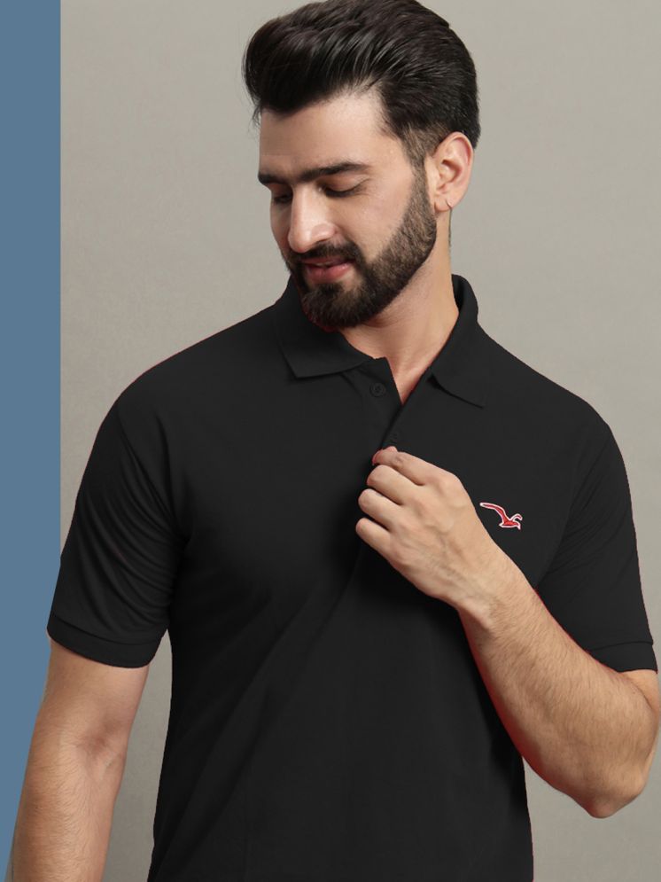     			GET GOLF Cotton Blend Regular Fit Self Design Half Sleeves Men's Polo T Shirt - Black ( Pack of 1 )