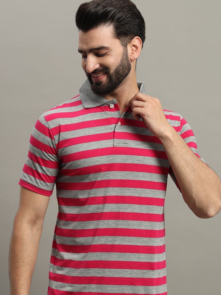     			GET GOLF Pack of 1 Cotton Blend Regular Fit Self Design Half Sleeves Men's Polo T Shirt ( Pink )