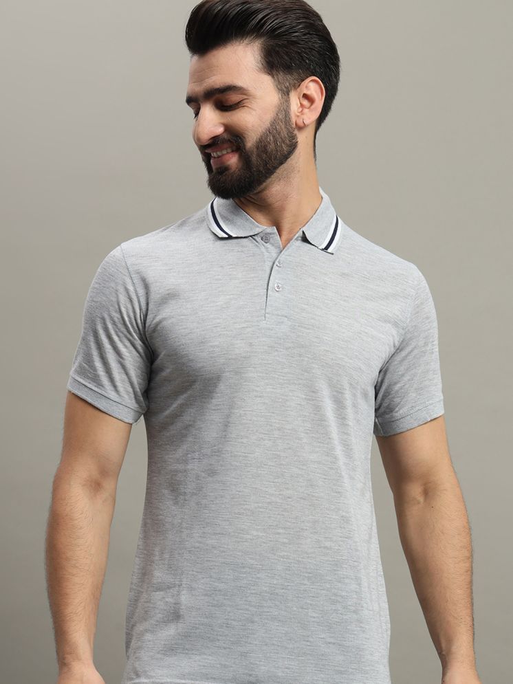     			GET GOLF Cotton Blend Regular Fit Self Design Half Sleeves Men's Polo T Shirt - Light Grey ( Pack of 1 )