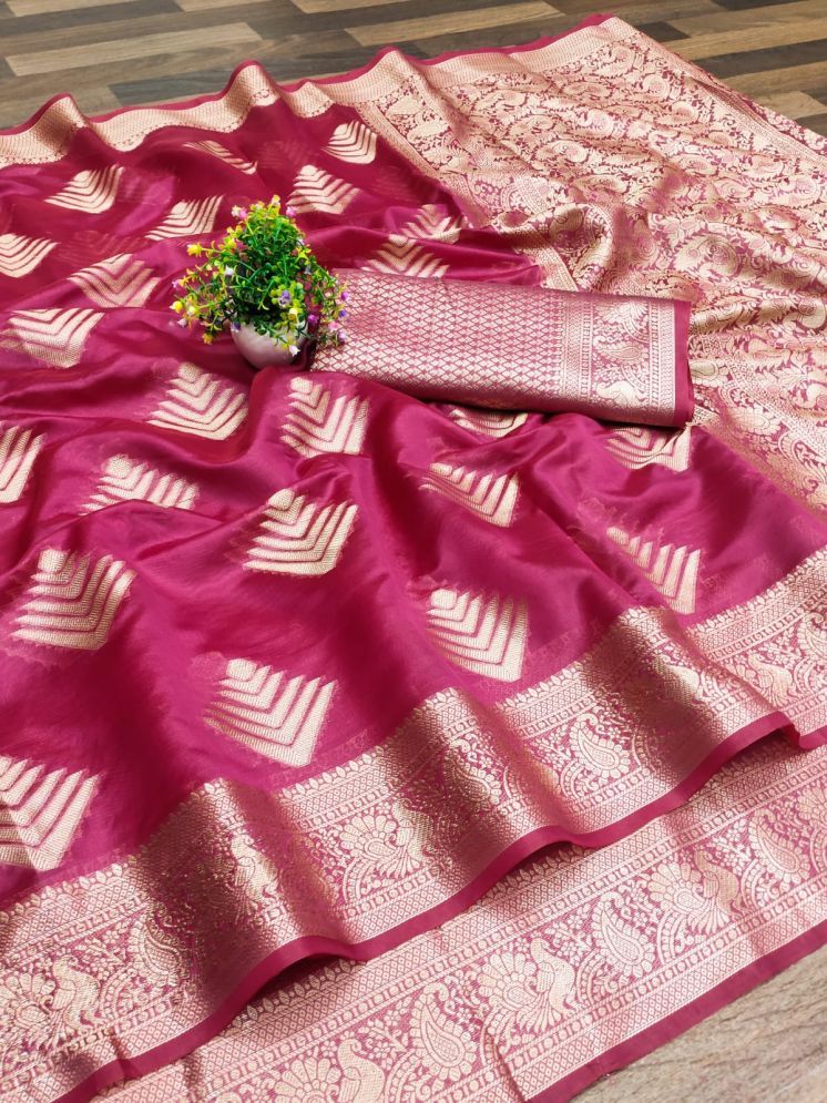     			Kalpana Creation Organza Woven Saree With Blouse Piece - Rani ( Pack of 1 )