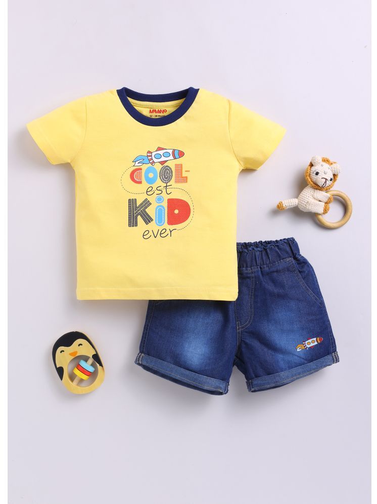     			MIMNO Yellow Denim Baby Boy T-Shirt & Shorts ( Pack of 1 )