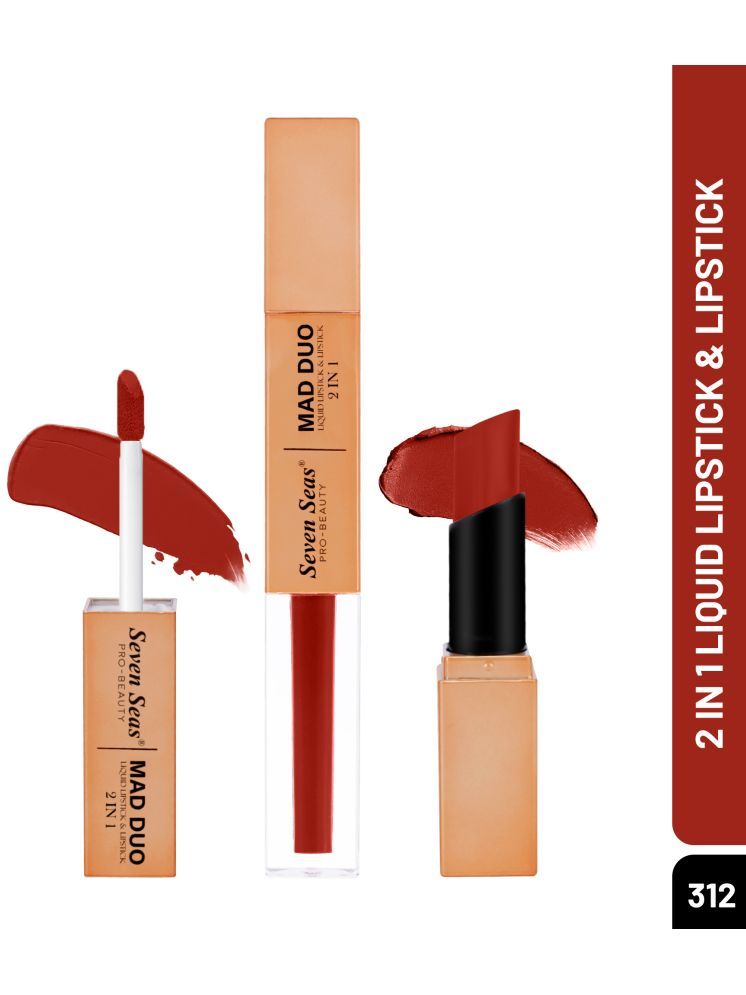     			Seven Seas 2in1 Long Lasting , Water-Proof , Mad Duo Liquid Lipstick & Lipstick(Matte Red,4ml,3g)