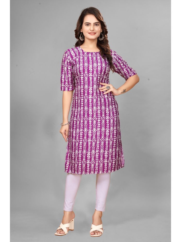     			VACHHARAJ GROUP Crepe Printed Straight Women's Kurti - Lavender ( Pack of 1 )