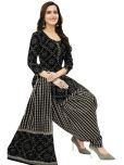 shree jeenmata collection Cotton Printed Kurti With Patiala Women's Stitched Salwar Suit - Black ( Pack of 1 )