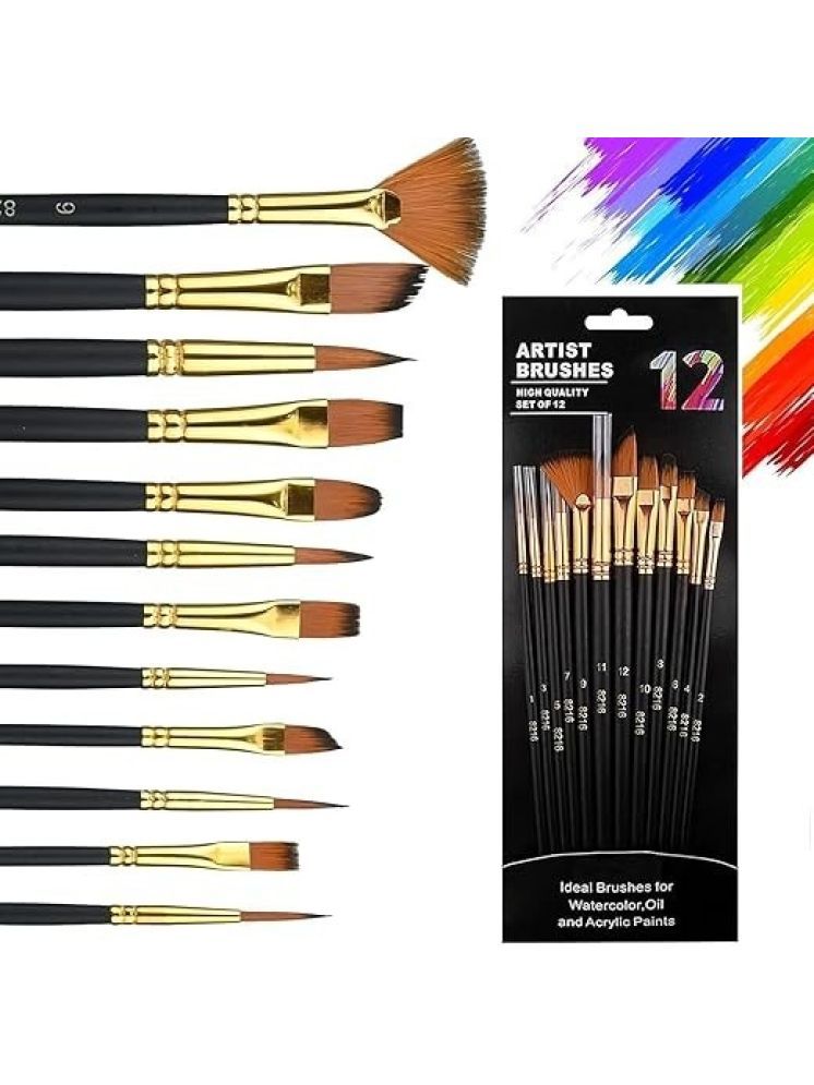     			Eclet Craft Painting Brushes Set of 12 Professional Round Pointed Tip Nylon Hair Artist Acrylic Paint Brush for Acrylic/Watercolor/Oil Painting.08