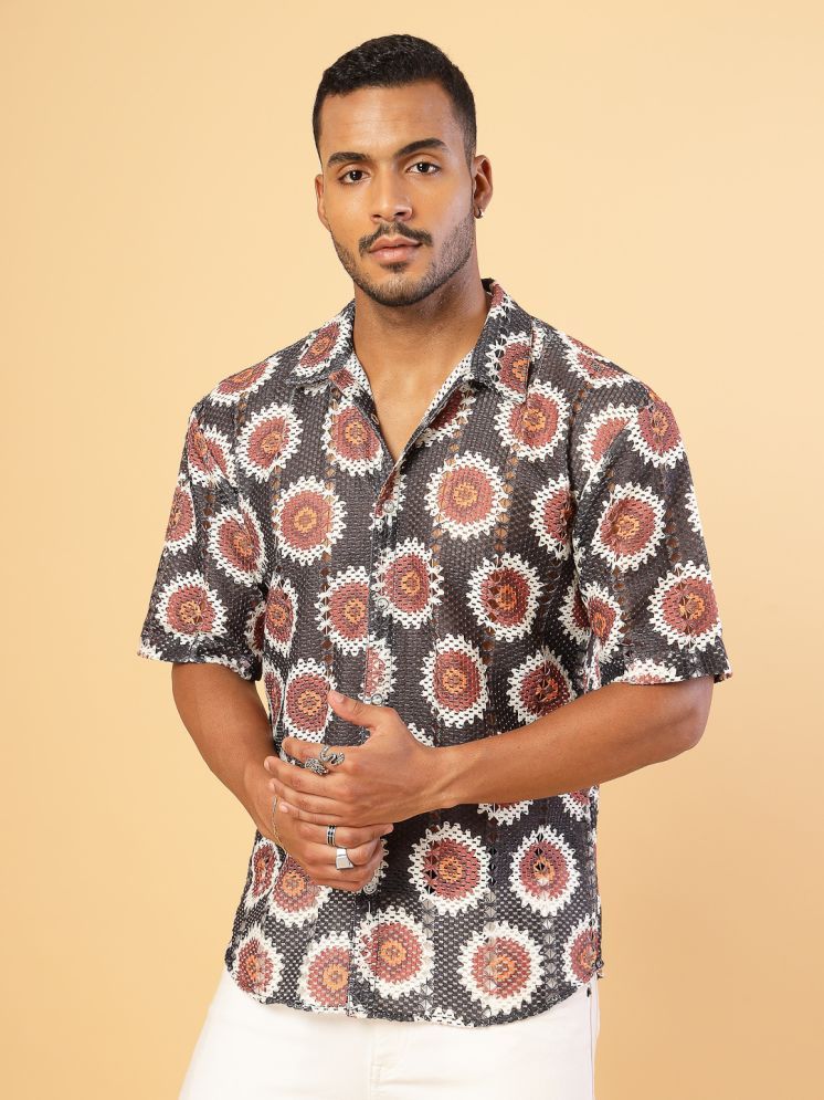     			Rigo Cotton Blend Regular Fit Printed Half Sleeves Men's Casual Shirt - Rust ( Pack of 1 )