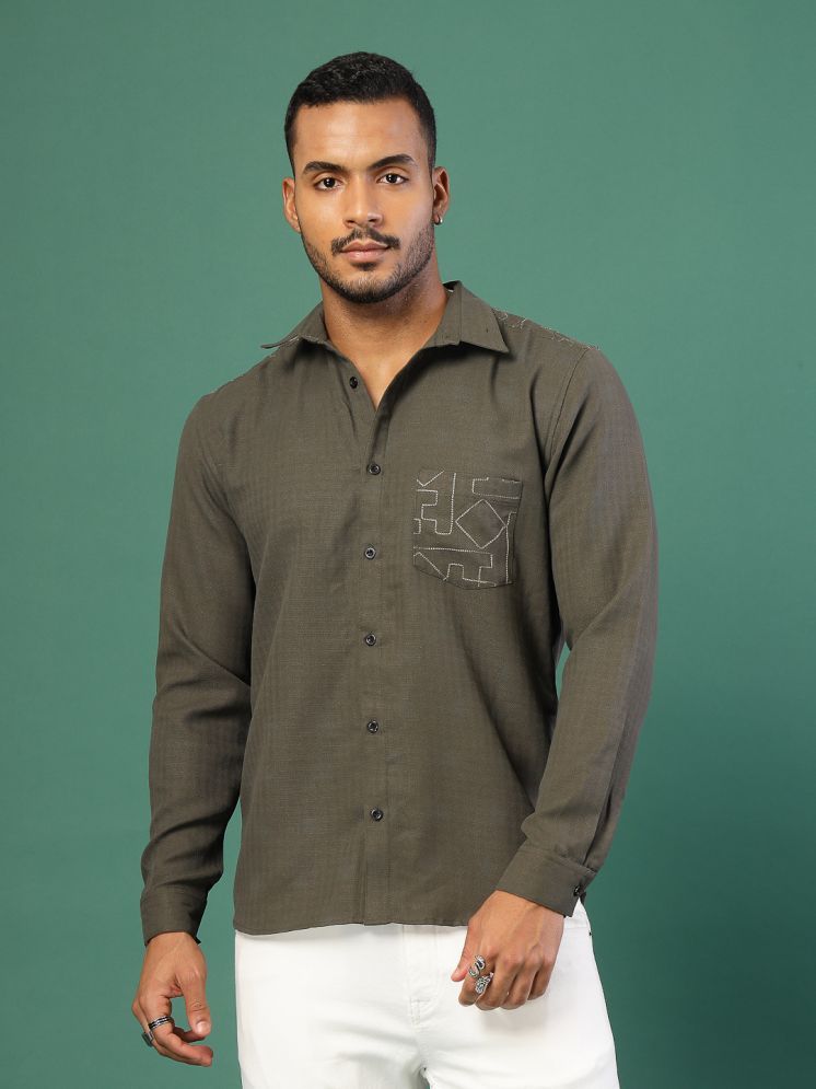     			Rigo Linen Regular Fit Embroidered Full Sleeves Men's Casual Shirt - Khaki ( Pack of 1 )