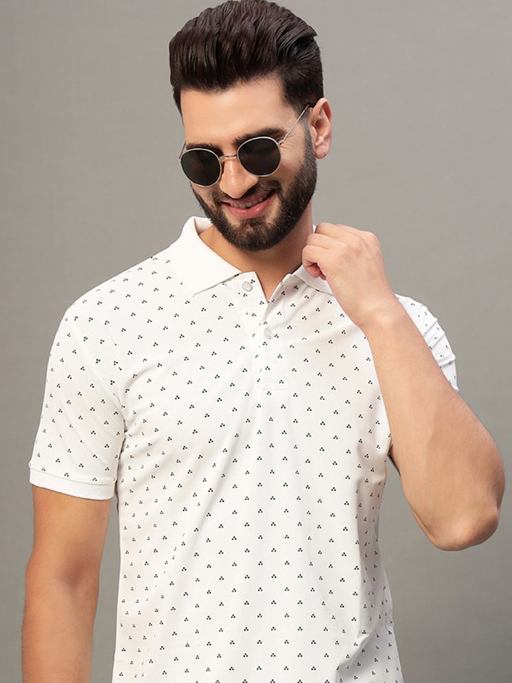     			WESTMAN Cotton Blend Regular Fit Printed Half Sleeves Men's Polo T Shirt - White ( Pack of 1 )